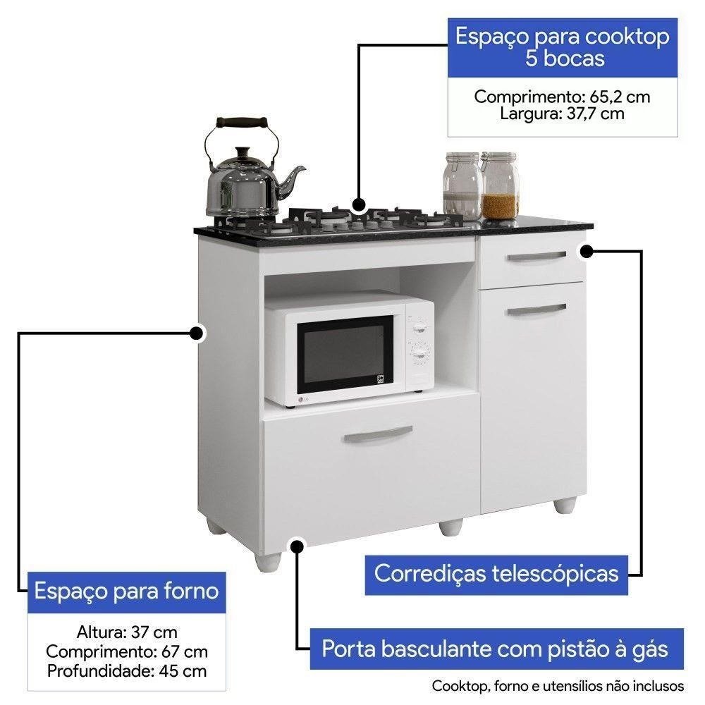 Balcão para Cooktop 5 Bocas Violeta Branco - KAIKI MÓVEIS - Imagem 4