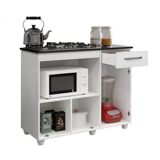 Balcão para Cooktop 5 Bocas Violeta Branco - KAIKI MÓVEIS - Imagem 3