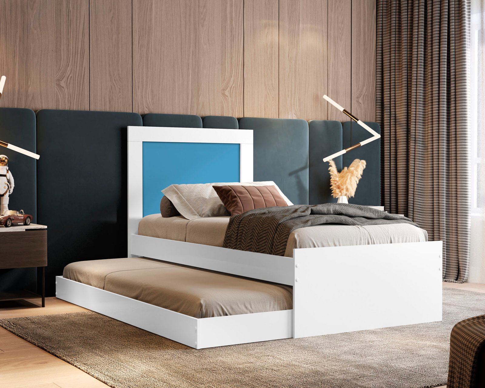 Bicama Solteiro Luara Branco/Rosa/Azul Flex - MADEC/VJ MÓVEIS - Imagem 3