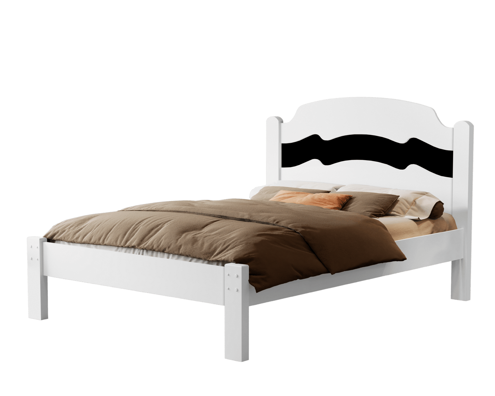 Cama Casal/Viúva Íris Branco/Preto/Branco - MADEC/VJ MÓVEIS - Imagem 2