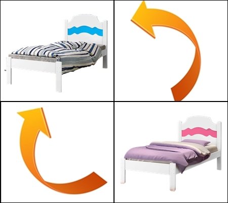 Cama Solteiro Íris Branco/Rosa/Azul - MADEC/VJ MÓVEIS - Imagem 6