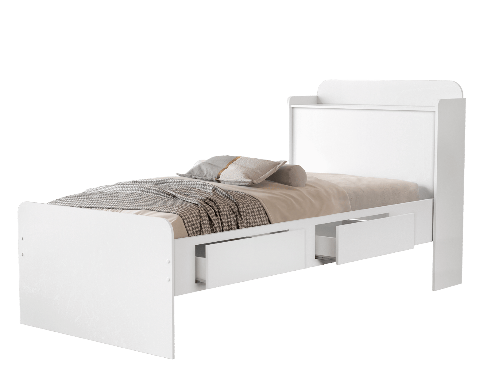 Cama Solteiro Baú Tamires Branco - MADEC/VJ MÓVEIS - Imagem 2