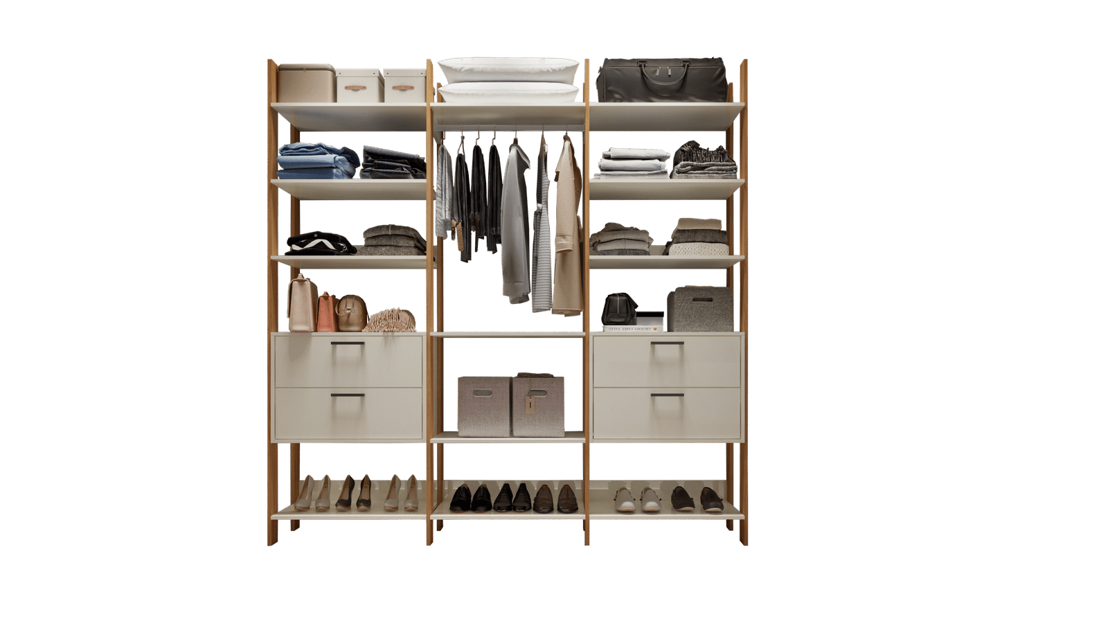 Closet 3 Torres TW404 2,175 m Off White/Freijó - DALLA COSTA - Imagem 2