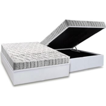Colchão Casal Orthosono + Base Box Baú Corino Branco – ANJOS + BIOSTAR