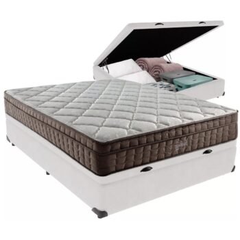 Colchão Casal Star One D28/AG D70 + Base Box Baú Branco – ANJOS COLCHÕES + BIOSTAR