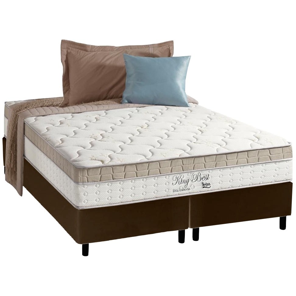 Colchão Queen King Best D28 + Base Box Simples Corino Marrom – ANJOS COLCHÕES + BIOSTAR - Imagem 2