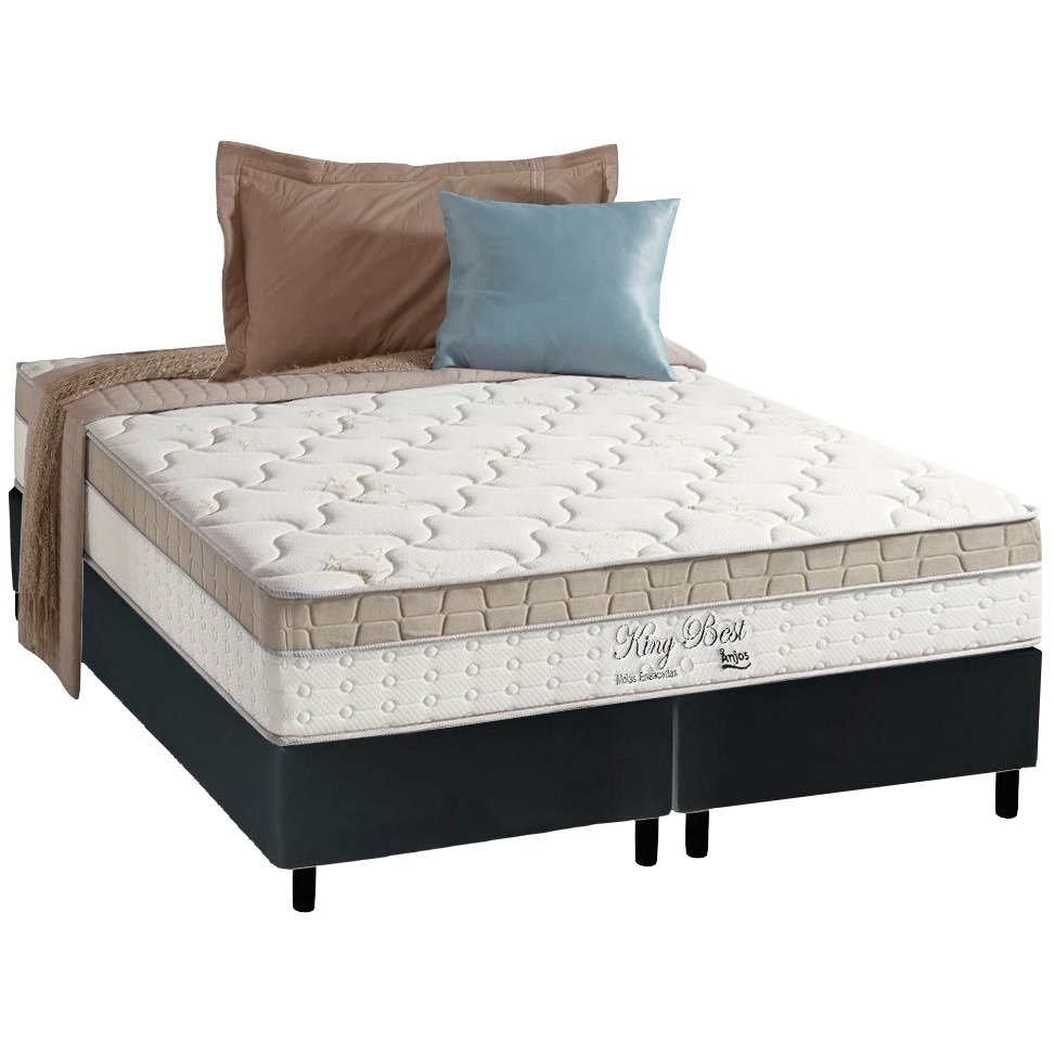 Colchão Queen King Best D28 + Base Box Simples Corino Preto – ANJOS COLCHÕES + ALTO NÍVEL CAMAS E COLCHÕES - Imagem 2