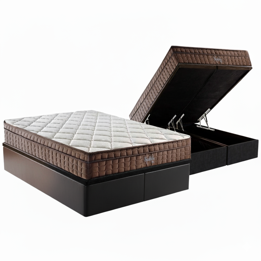 Colchão Queen Star One D28/AG D70 + Base Box Baú Corino Preto - ANJOS COLCHÕES + ALTO NÍVEL CAMAS E COLCHÕES - Imagem 2