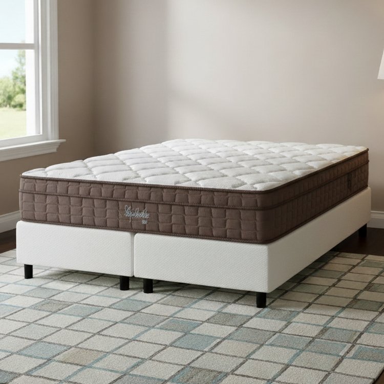 Colchão Queen Star One D28/AG D70 + Base Box Simples Corino Branco - ANJOS COLCHÕES + ALTO NÍVEL CAMAS E COLCHÕES