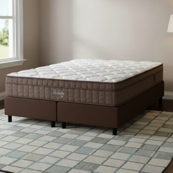 Colchão Queen Star One D28/AG D70 + Base Box Simples Corino Marrom - ANJOS COLCHÕES + ALTO NÍVEL CAMAS E COLCHÕES