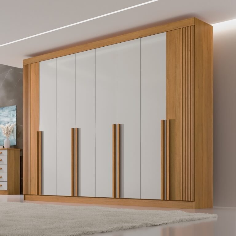 Guarda-Roupa 8 Portas Daymond 2,75 m Cinamono/Off White/Ripado - D'DORO MÓVEIS - Imagem 2