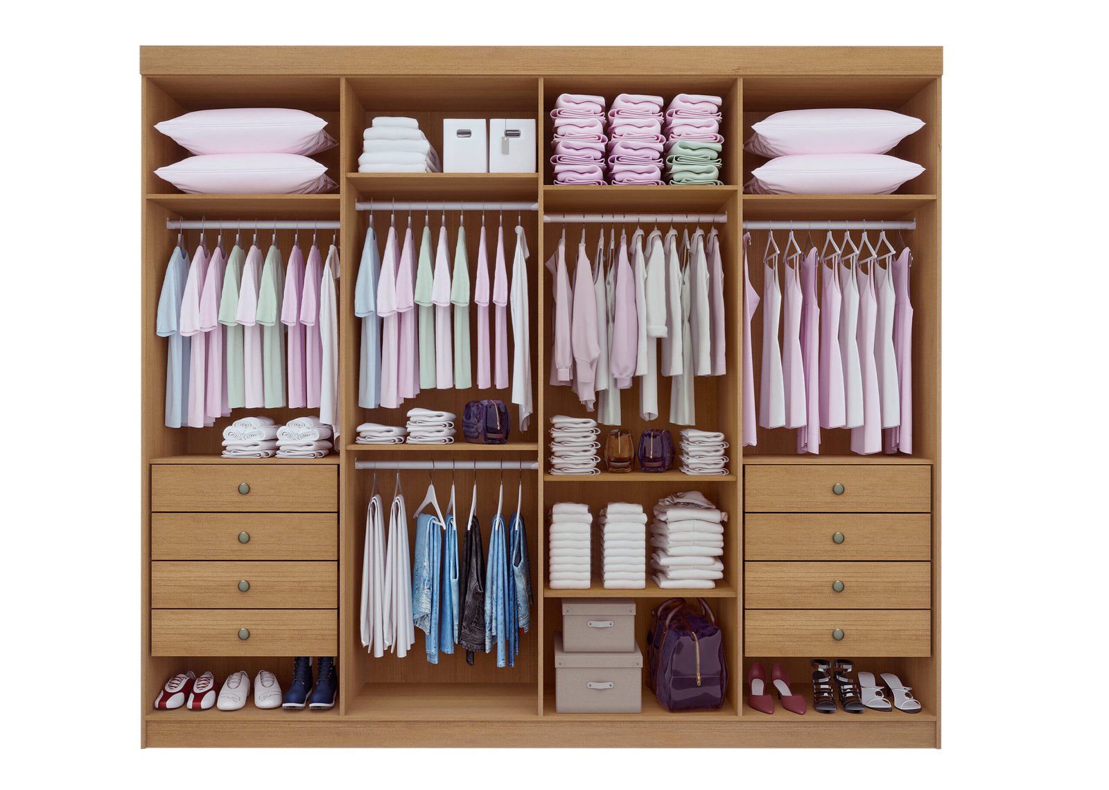 Guarda-Roupa 8 Portas Daymond 2,75 m Cinamono/Off White/Ripado - D'DORO MÓVEIS - Imagem 4