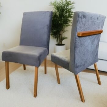 Kit 2 Cadeiras Diana Veludo Cinza Grafite - HR MOVELARIA