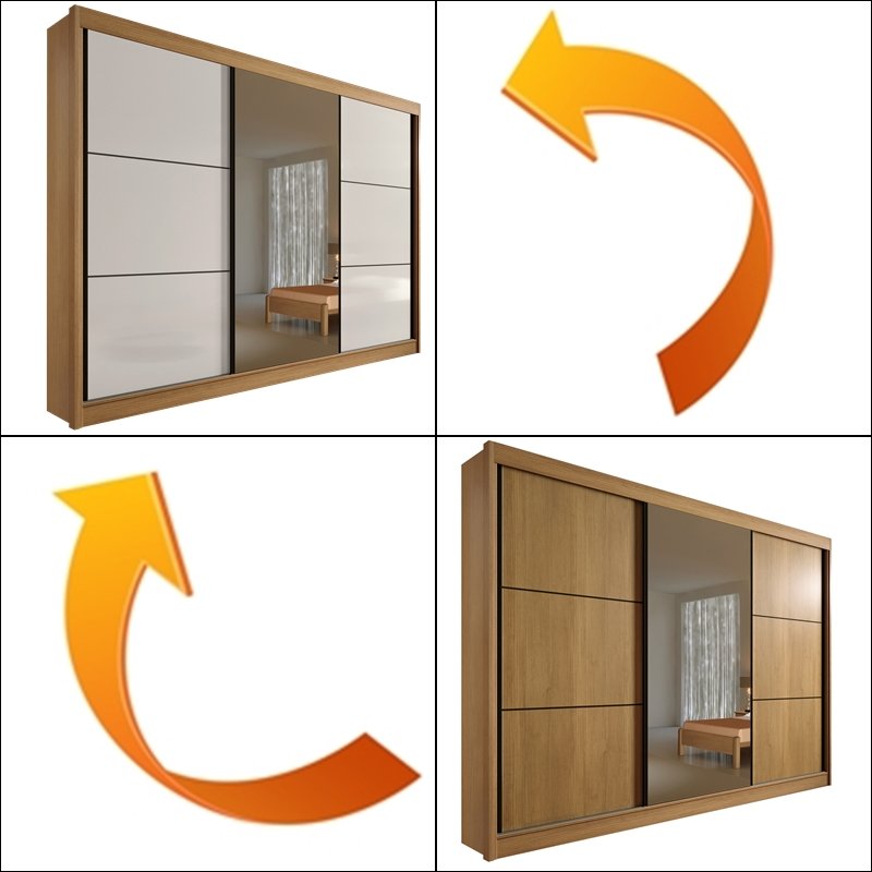 Guarda-Roupa 3 Portas Los Angeles 2,73 m Cinamono/Off White/Cinamono - D'DORO MÓVEIS - Imagem 6