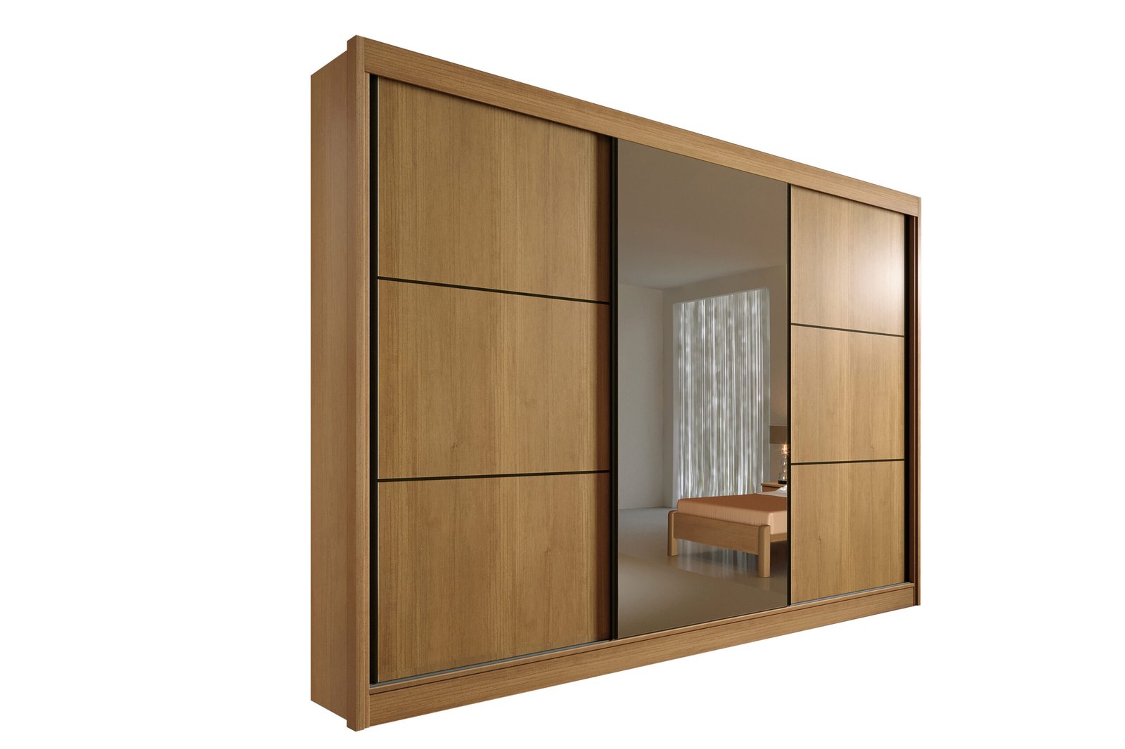 Guarda-Roupa 3 Portas Los Angeles 2,73 m Cinamono/Off White/Cinamono - D'DORO MÓVEIS - Imagem 4