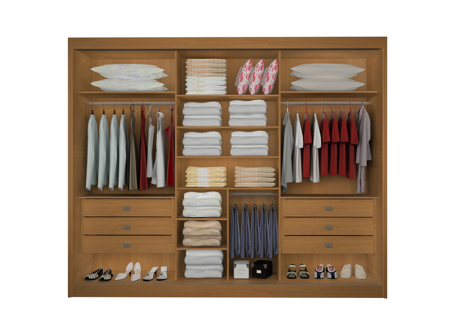 Guarda-Roupa 3 Portas Los Angeles 2,73 m Cinamono/Off White/Cinamono - D'DORO MÓVEIS - Imagem 5