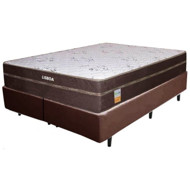 Colchão Queen Lisboa + Base Box Simples Corino Marrom – ECOTEC + BIOSTAR - Imagem 2
