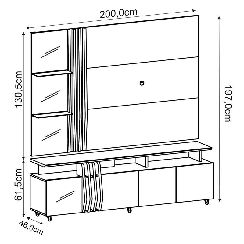 Painel + Bancada até 55" Donna Off White/Demolição - DJ MÓVEIS - Imagem 7