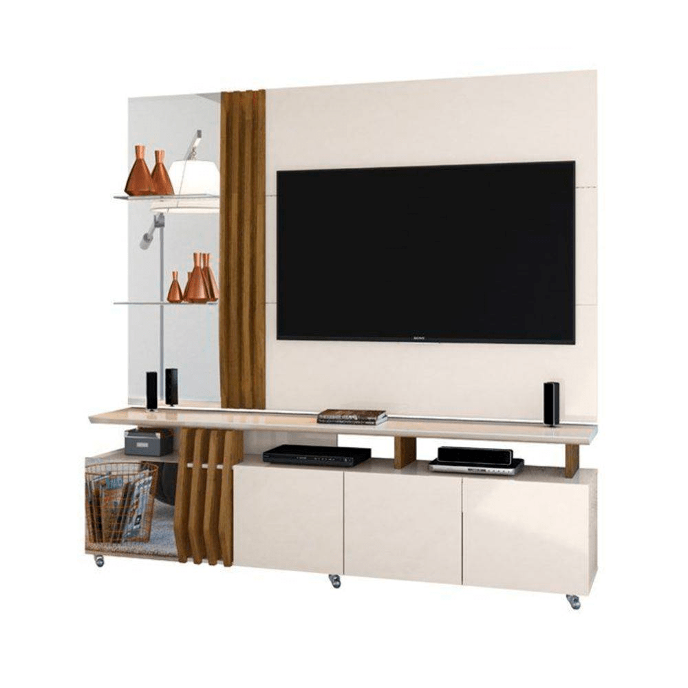 Painel + Bancada até 55" Donna Off White/Demolição - DJ MÓVEIS - Imagem 3