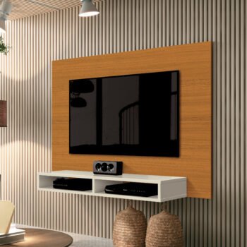 Painel até 43" Fox New Cedro/Off White - EDN MÓVEIS