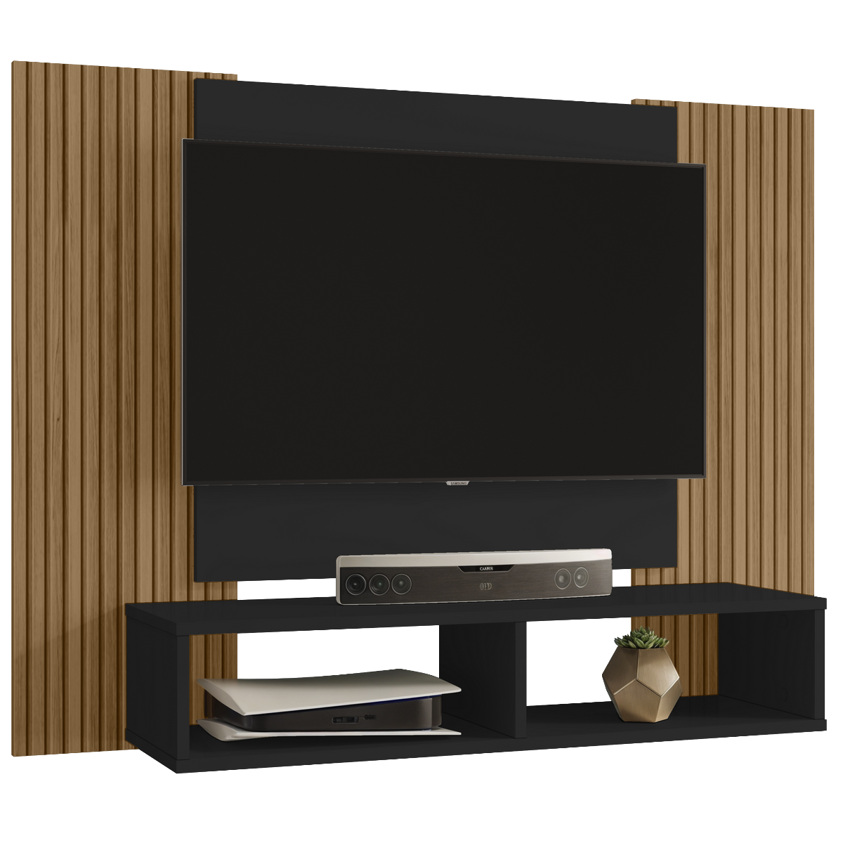 Painel até 47" Navi Preto/Ripado – BECHARA - Imagem 2