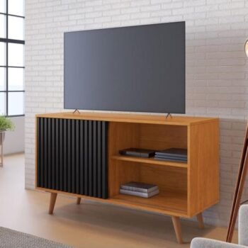 Rack até 43" Carinho Cinamono/Preto - JCM MOVELARIA