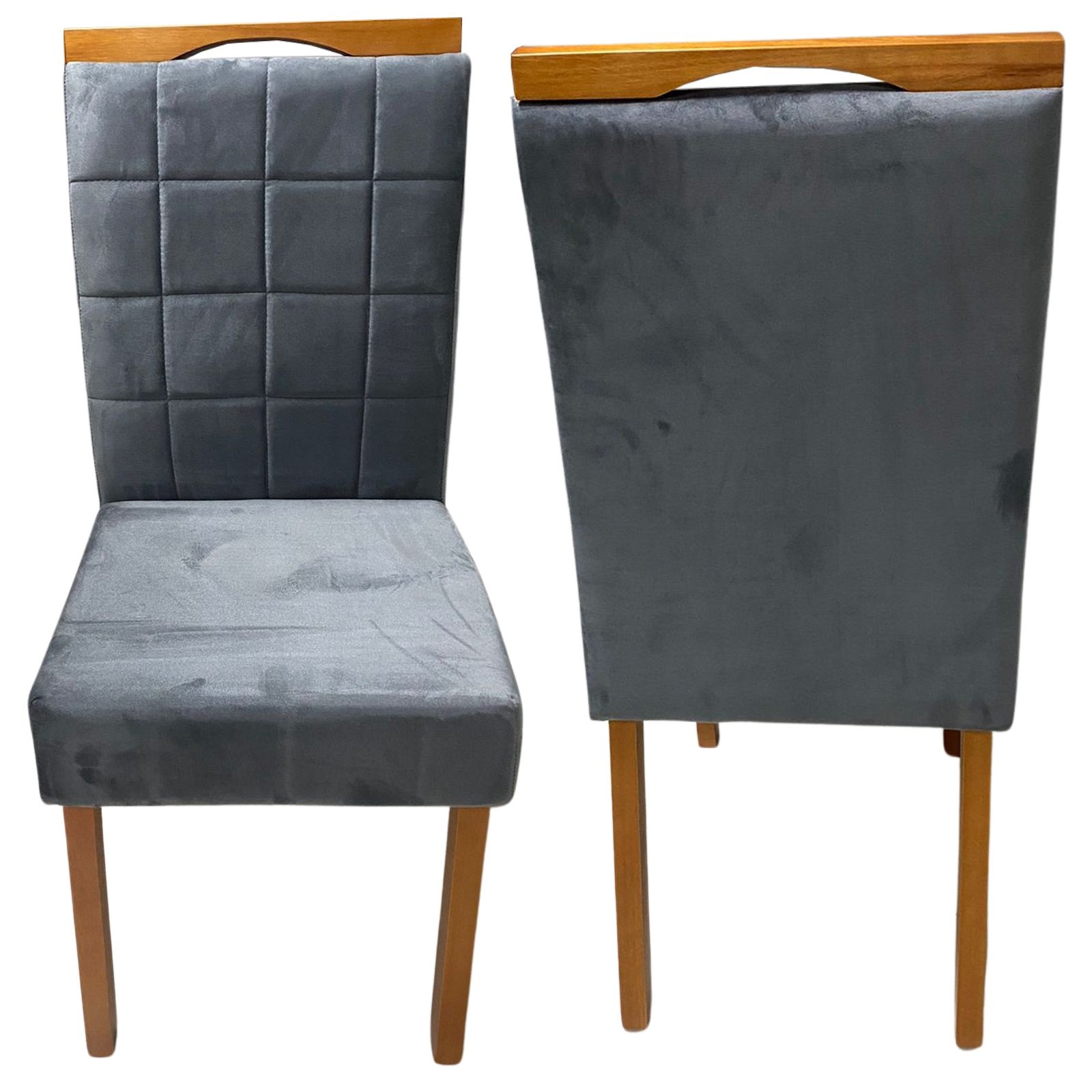 Kit 2 Cadeiras Roma Mel/Veludo Grafite – OURO DECOR - Imagem 5