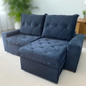 Sofá Retrátil e Reclinável Califórnia 2,50 m Azul - JC ESTOFADOS