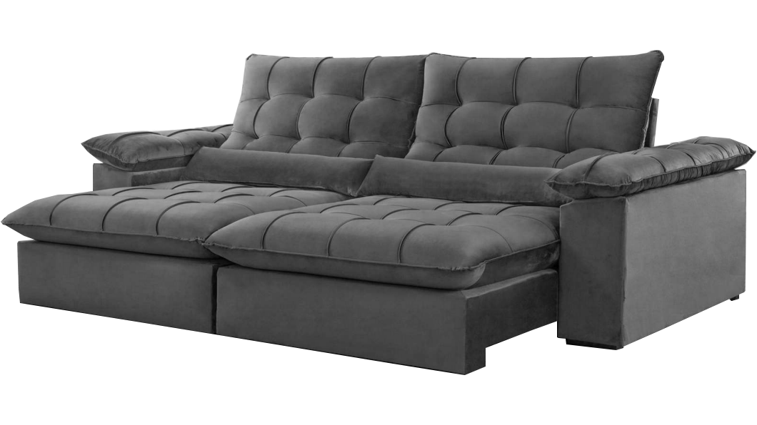 Sofá Retrátil e Reclinável Malibu 2,30 m Cinza - VIVAZ ESTOFADOS - Imagem 3