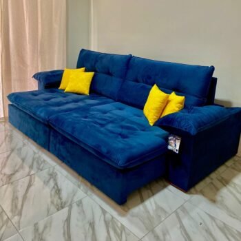 Sofá Retrátil e Reclinável México 2,50 m Azul – LEO DECOR(PROMOÇÃO)