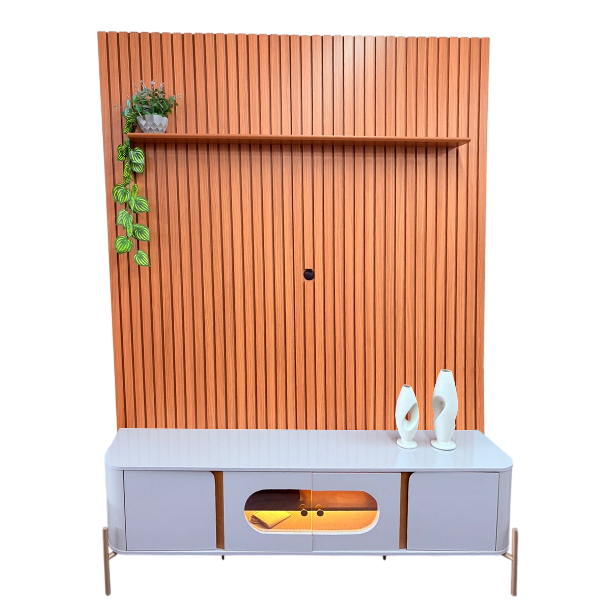 Painel até 75″ Arbo 1.9 Cedro + Rack Juquehy Off White/Naturale – EDN MÓVEIS + BECHARA - Imagem 3