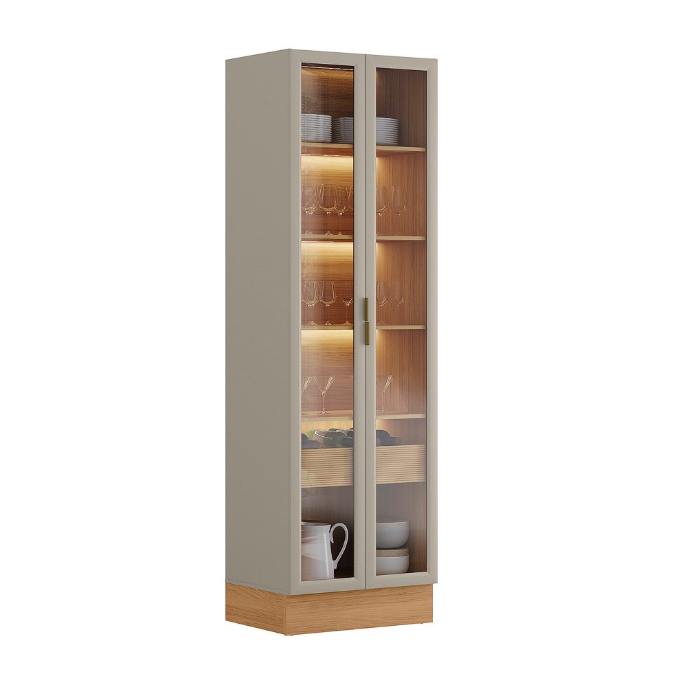 Cristaleira Allure 0.7 com Rodapé Simples Jequitibá/Gris Fosco - LINEA BRASIL - Imagem 6