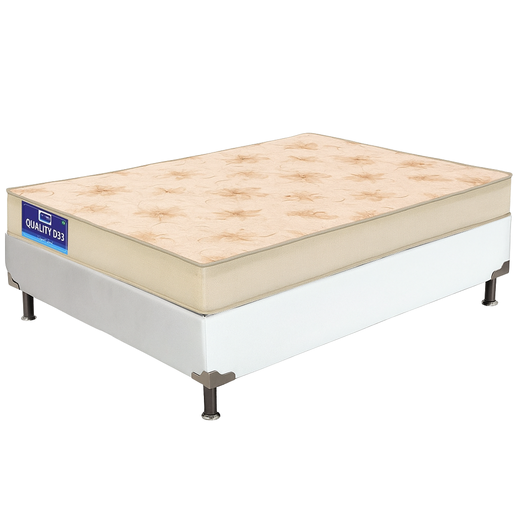 Colchão Solteiro Quality D33 12 cm 0,88 m + Base Box Simples Corino Branco – ORTHOPRIME + BIOSTAR - Imagem 2