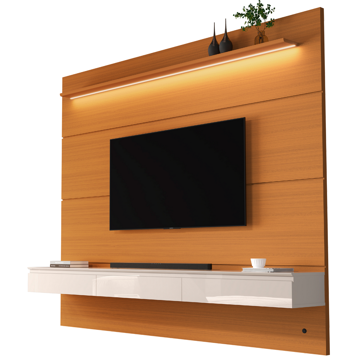 Home Suspenso até 75" Norton 1.8 (Bliss + Aspen) Cedro/Off White - EDN MÓVEIS - Imagem 5