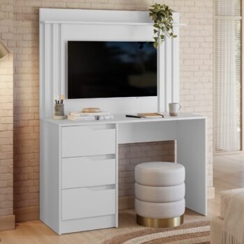 Escrivaninha com Painel Doble Branco Fosco - MÓVEIS ALBATROZ