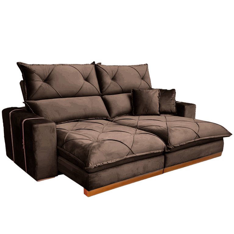 Sofá Retrátil e Reclinável Gran Bello Light 2,50 m Veludo Marrom – QUINE ESTOFADOS - Imagem 3