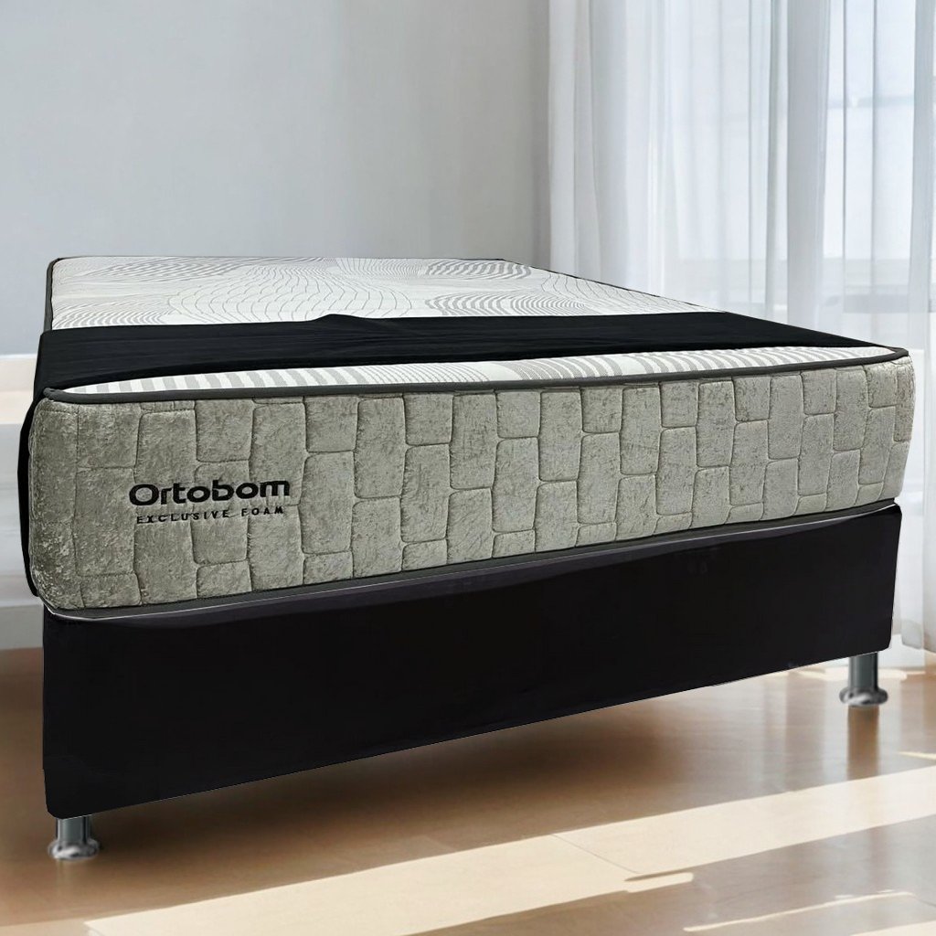 Colchão Casal Exclusive Foam D33 + Base Box Simples Corino Preto – ORTOBOM + BIOSTAR - Imagem 2