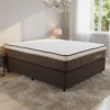 Colchão Casal Rondopremium Plus D33 + Base Box Simples Corino Marrom – RONDOMÓVEIS + BIOSTAR