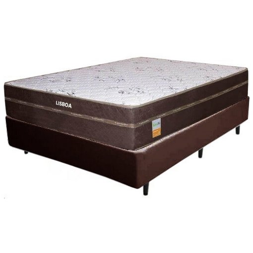 Colchão Casal Lisboa 24 cm D28 + Base Box Simples Corino Marrom – ECOTEC + ALTO NÍVEL CAMAS E COLCHÕES - Imagem 2