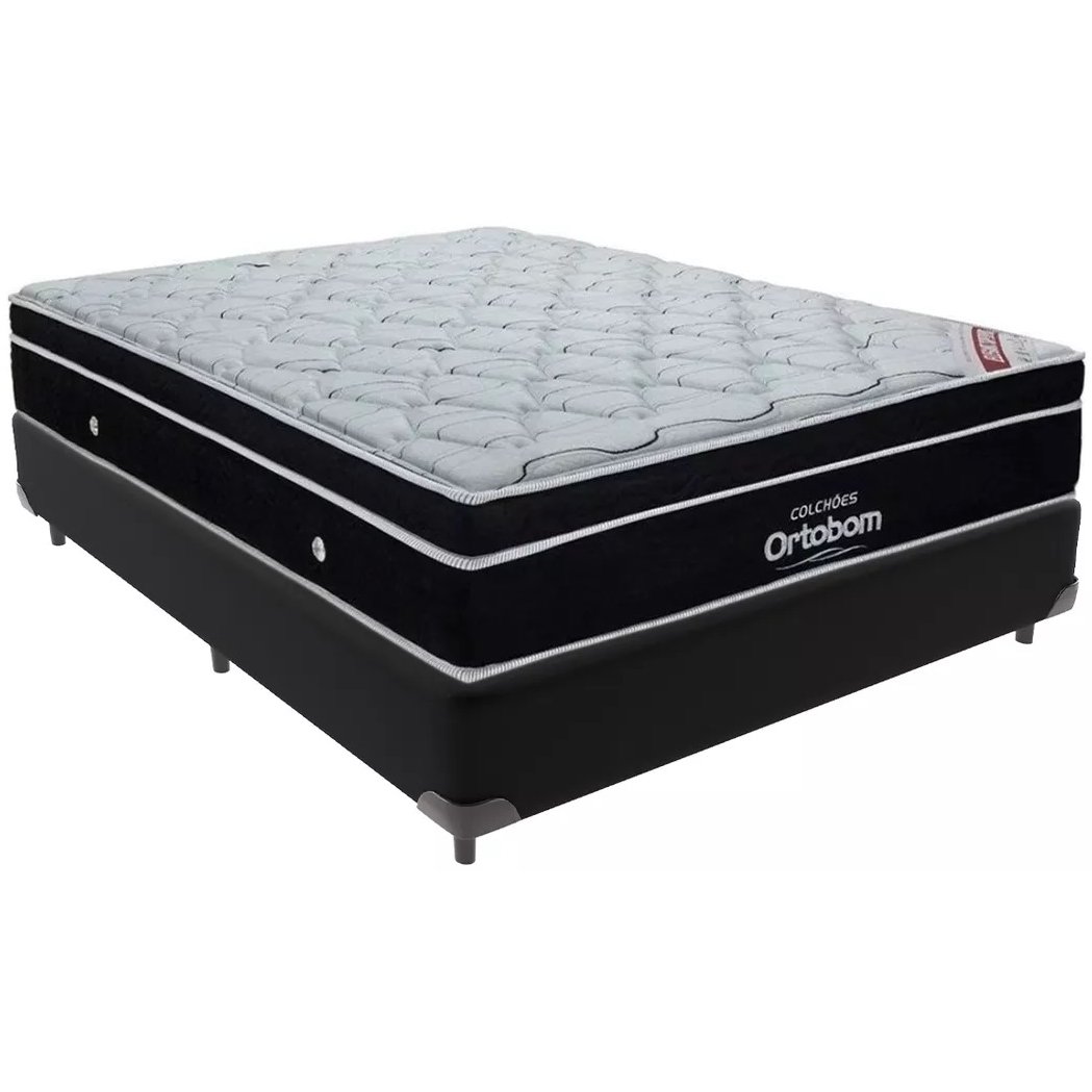 Colchão Casal Elegant Superpocket D33 + Base Box Simples Corino Preto – ORTOBOM + BIOSTAR - Imagem 2