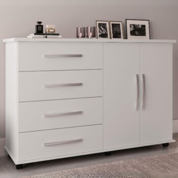 Cômoda 4 Gavetas com Sapateira Dupla Bali Branco - MÓVEIS PRIMUS