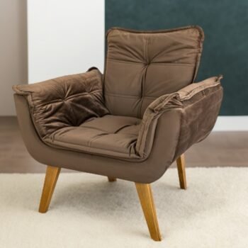 Poltrona Fixa Canadá/Opala Veludo Marrom – JP ESTOFADOS