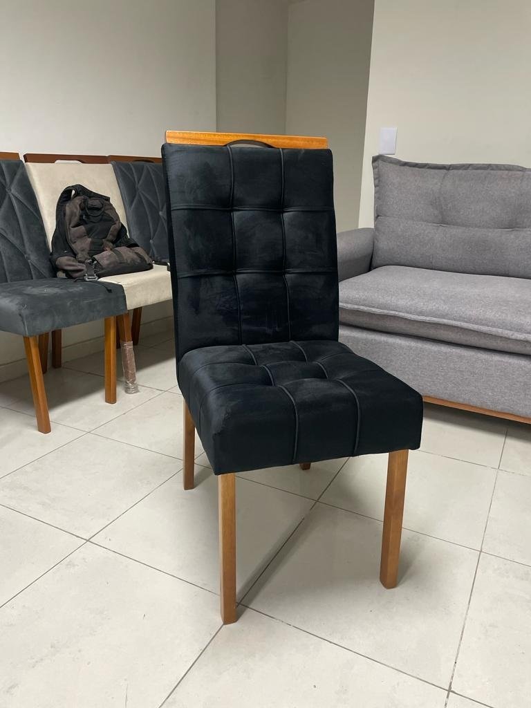 Mesa Isis 180 Freijó com 6 Cadeiras Sophia Veludo Preto - LEIFER + WM DECOR - Imagem 2