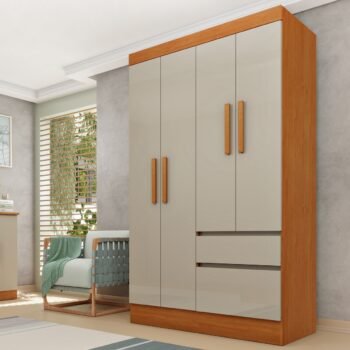 Guarda-Roupa 4 Portas Oregon/Belize 1,08 m Cinamono/Off White - TCIL