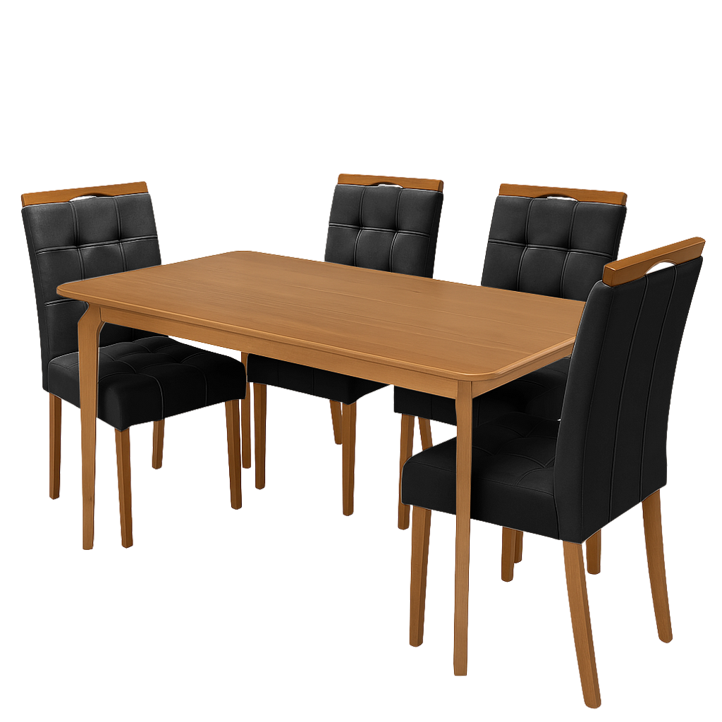 Mesa Alegra 120 Cinamomo com 4 Cadeiras Sophia Veludo Preto – JCM MOVELARIA + WM DECOR - Imagem 3