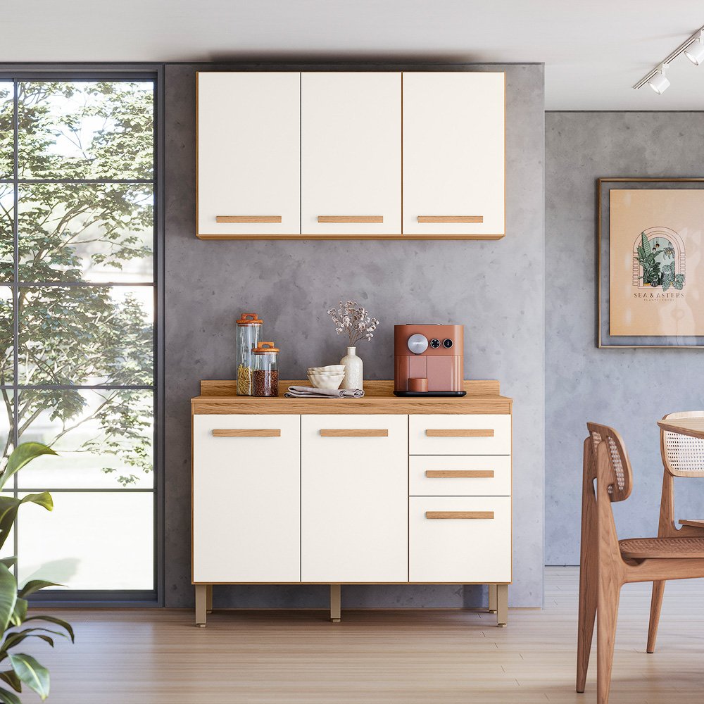 Combo Intenza Amore 1,20 m Freijó/Off White Cristal - NICIOLI