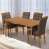 Mesa Alegra 120 Cinamomo com 4 Cadeiras Sophia Veludo Marrom – JCM MOVELARIA + WM DECOR