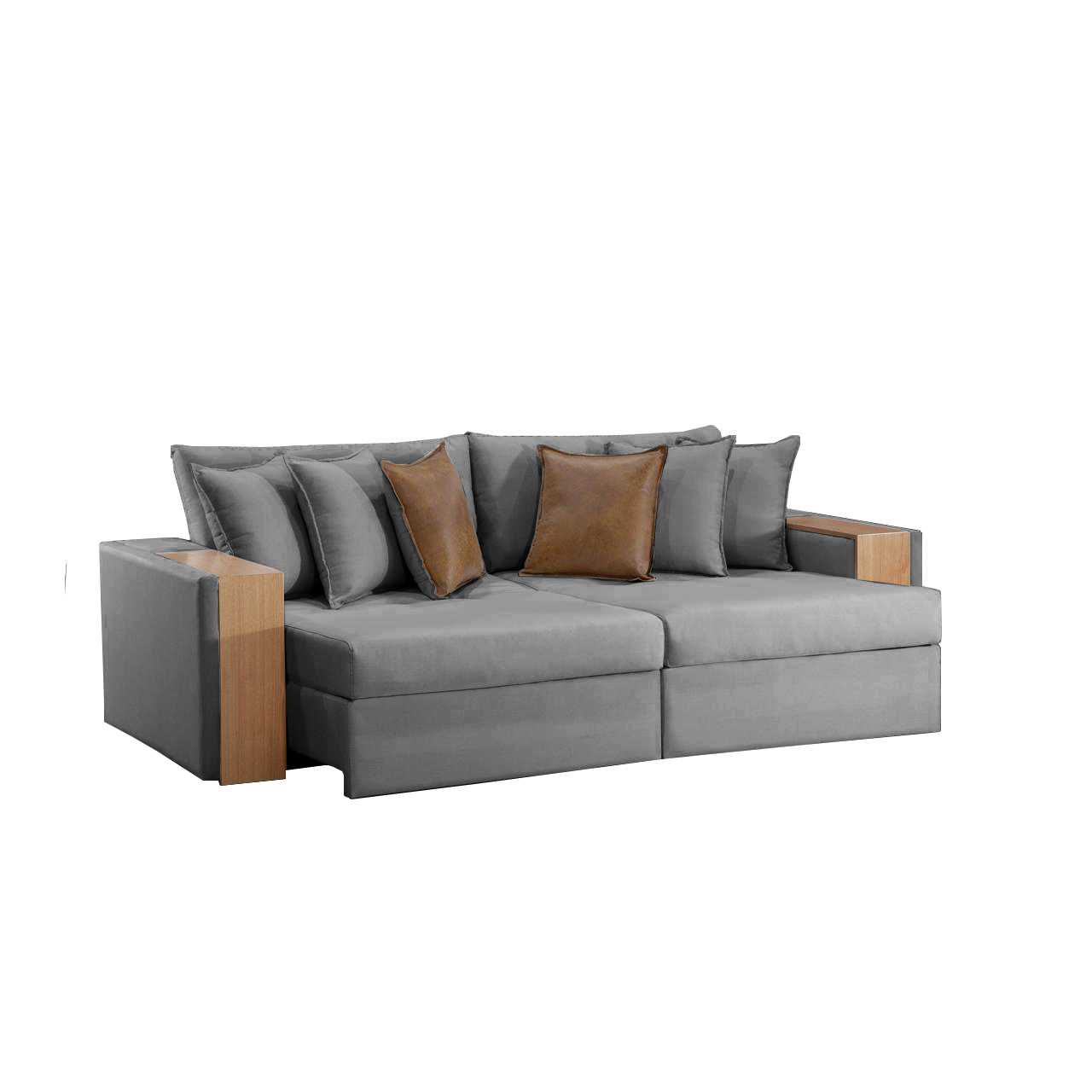 Sofá Cama Retrátil Maiori 2,52 m Linho Grafite 06 - INNOVE ESTOFADOS - Imagem 4