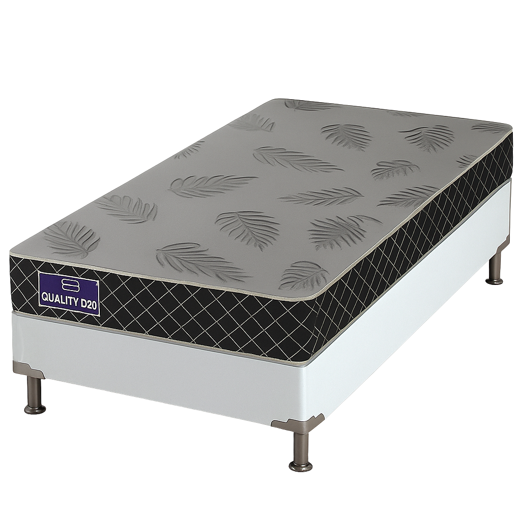 Colchão Solteiro Quality D20 12 cm 0,88 m + Base Box Simples Corino Branco – ORTHOPRIME + ALTO NÍVEL CAMAS E COLCHÕES - Imagem 2