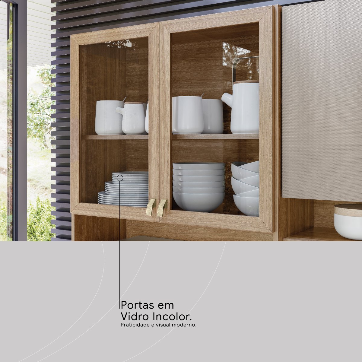 Kit Cozinha Amora 1,98 m Amêndola/Nude Prime TX – DEMÓBILE - Imagem 7